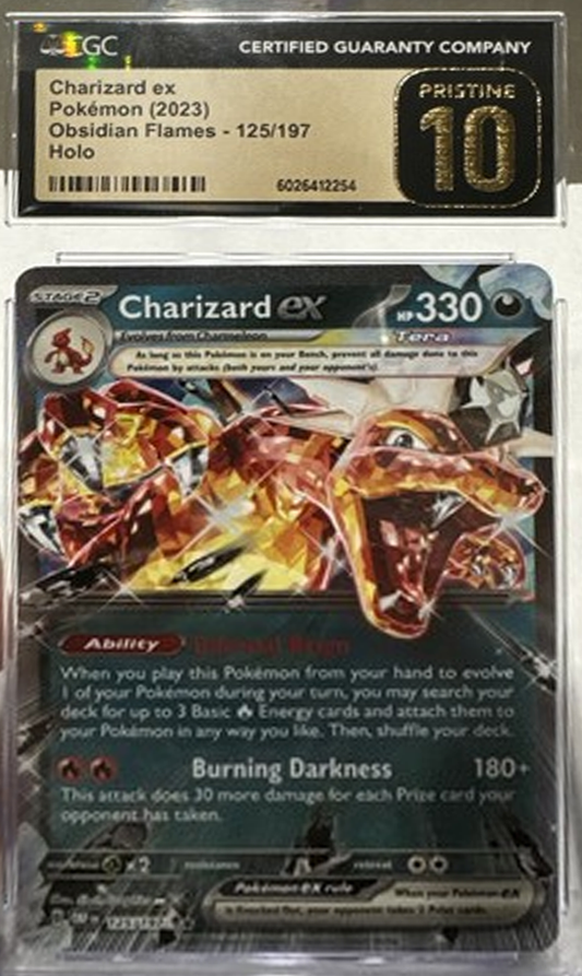 CGC 10 PRISTINE - 2023 Obsidian Flames Charizard ex 125/197 HOLO RARE  (English Version)