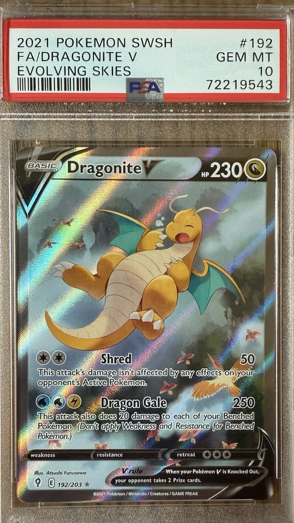 Dragonite v Alternate Full Art Holo Ultra Rare Evolving Skies PSA 10 GEM MINT (English Version)