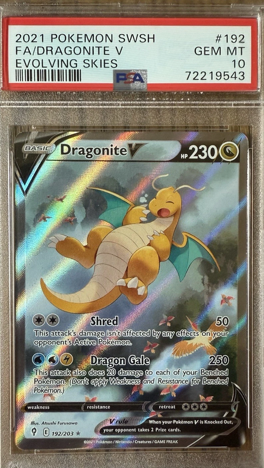 Dragonite v Alternate Full Art Holo Ultra Rare Evolving Skies PSA 10 GEM MINT (English Version)