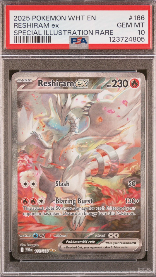 2025 POKEMON WHT EN-WHITE FLARE SPECIAL ILLUSTRATION RARE RESHIRAM EX PSA 10 (English Version)