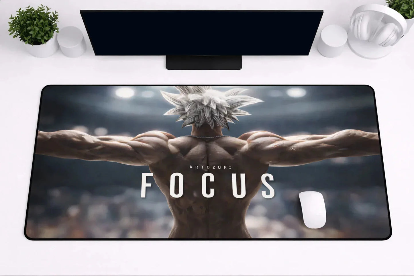 Dragon Ball "Ultra Instinct Focus" XXL Gaming Mousepad – 24" x 12" Aesthetic Gym Motivation Desk Mat - Poketcg.in