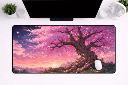 Aesthetic "Sakura Dreams" XXL Gaming Mousepad – 24" x 12" Lo-Fi Sunset Desk Mat - Poketcg.in