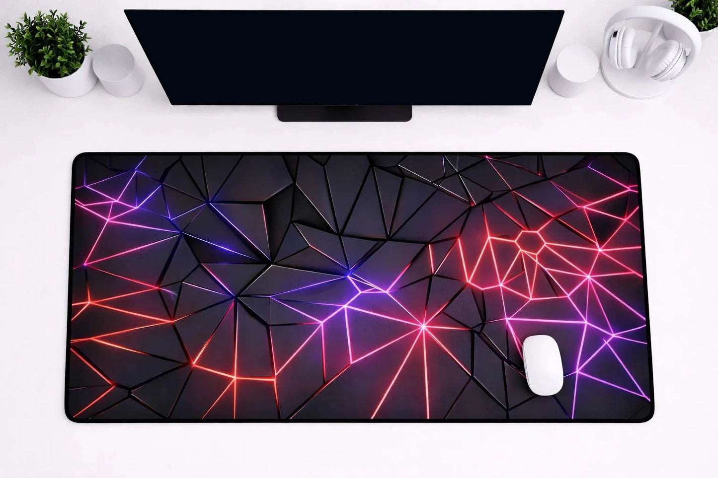 Cyberpunk "Polygon Fracture" XXL Gaming Mousepad – 24" x 12" Aesthetic Desk Mat - Poketcg.in