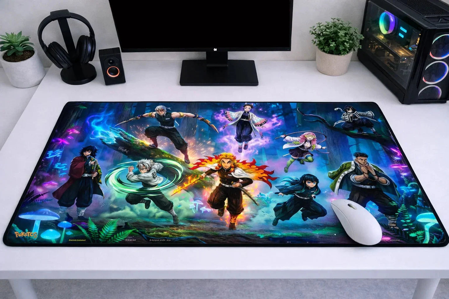 Demon Slayer "Nine Hashira" XXL Gaming Mousepad – 24" x 12" Aesthetic Desk Mat - Poketcg.in