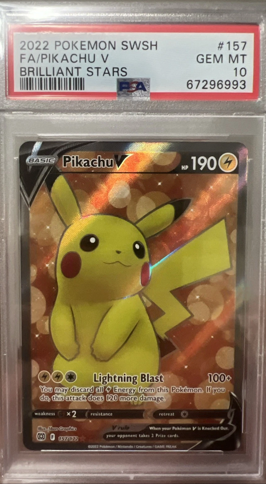 Pokemon Pikachu v Full Art 2022 Brilliant Stars #157/172 PSA 10 Gem Mint  (English Version)