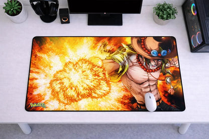 One Piece Portgas D. Ace "Fire Fist" XXL Gaming Mousepad – 24" x 12" Aesthetic Desk Mat- Poketcg.in