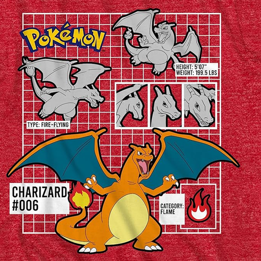 Pokemon Boys Charizard Pikachu Short Sleeve T-Shirt - Pokemon for Little and Big Boys Sizes XS-XXL