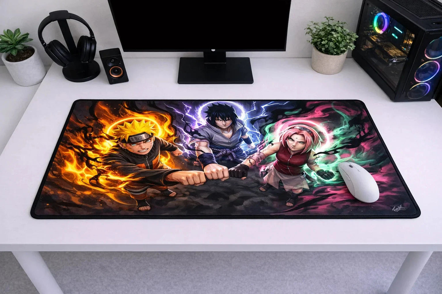 Naruto Team 7 "Shinobi Bonds" XXL Gaming Mousepad – 24" x 12" Aesthetic Desk Mat - Poketcg.in