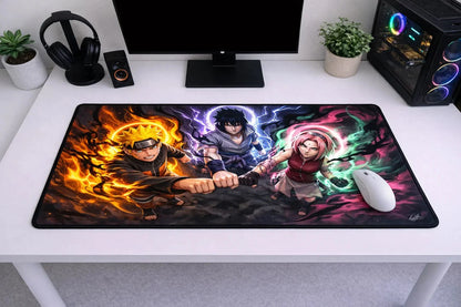 Naruto Team 7 "Shinobi Bonds" XXL Gaming Mousepad – 24" x 12" Aesthetic Desk Mat - Poketcg.in
