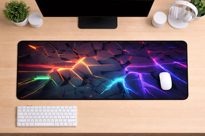 Cyberpunk "Prism Fracture" XXL Gaming Mousepad – 24" x 12" Aesthetic Desk Mat - Poketcg.in