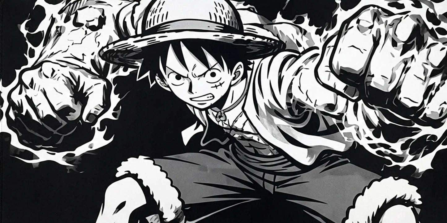 Luffy Black White Action Mousepad Anime Desk Mat XL One Piece Manga Style Gaming Mouse Pad Monochrome - PokeTCG