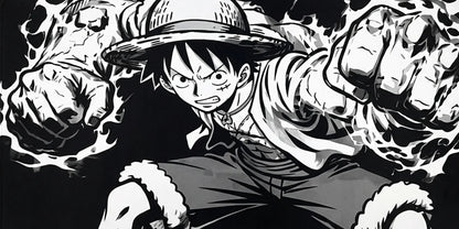 Luffy Black White Action Mousepad Anime Desk Mat XL One Piece Manga Style Gaming Mouse Pad Monochrome - PokeTCG