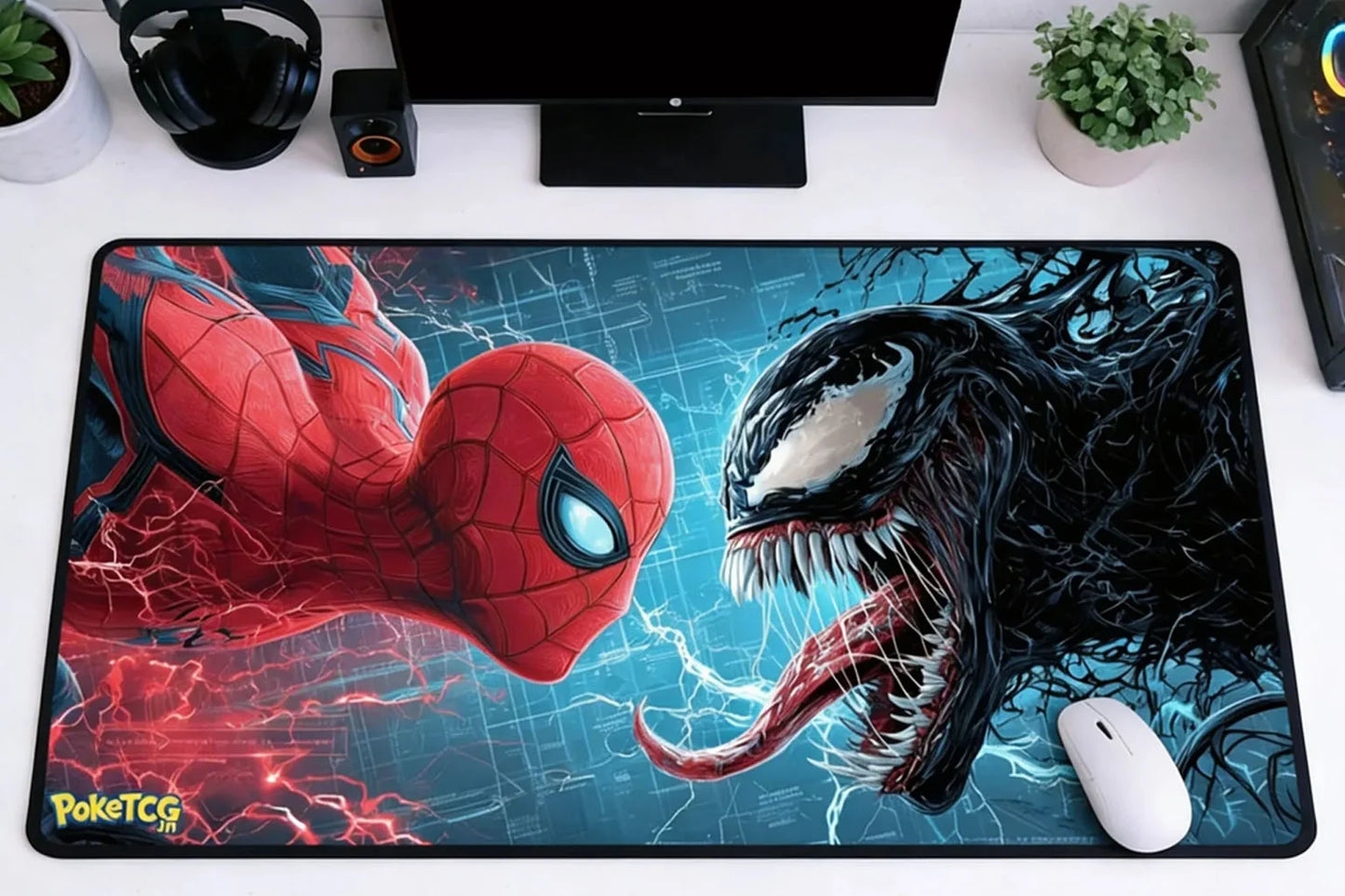 Spider-Man vs. Venom "Symbiote Standoff" XXL Gaming Mousepad – 24" x 12" Aesthetic Desk Mat - Poketcg.in
