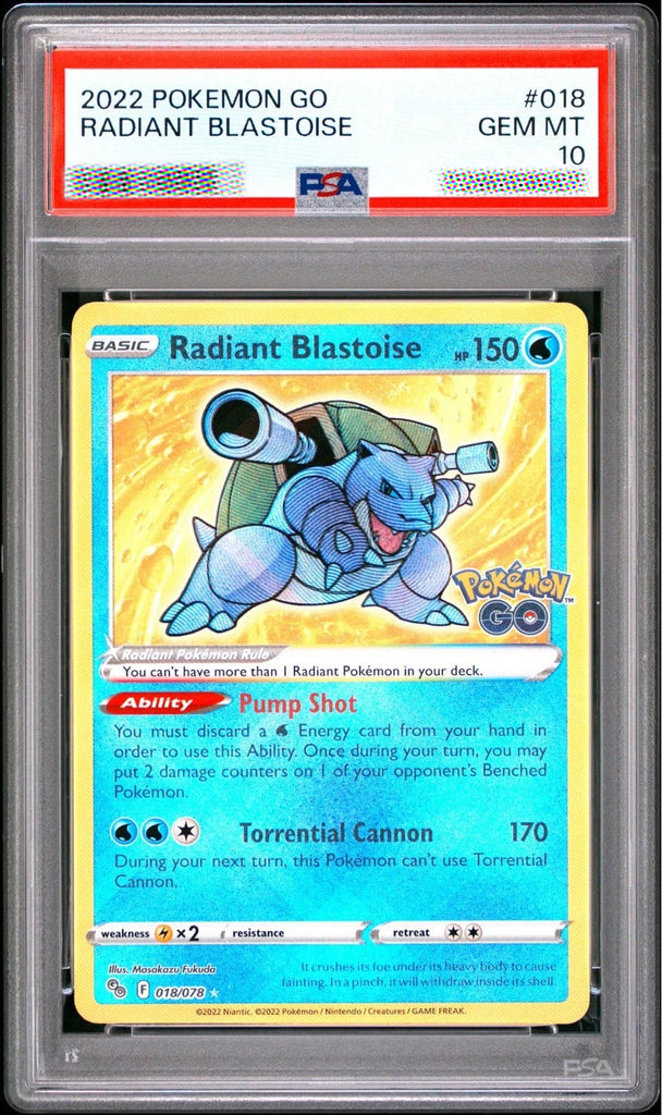 PSA 10 Radiant Blastoise 018/078 Pokémon GO Pokémon Card 2022