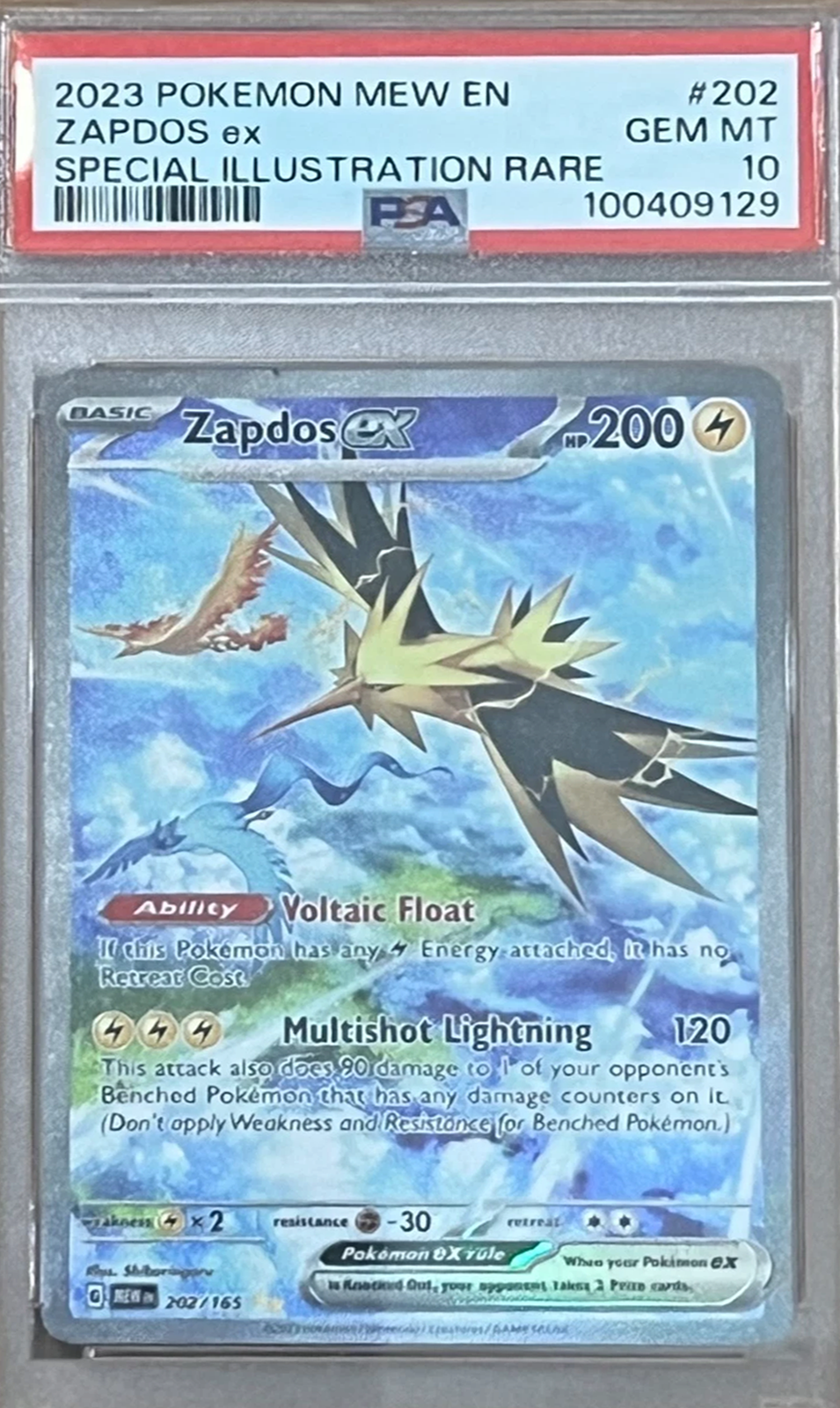 PSA 10 Zapdos Ex SIR Scarlet & Violet 151 Special Illustration Rare 202