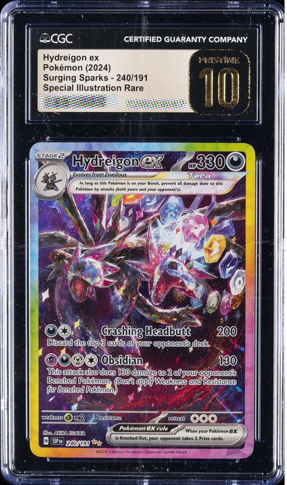 CGC 10 Pristine Hydreigon ex 240/191 Surging Sparks Pokémon Card 2024
