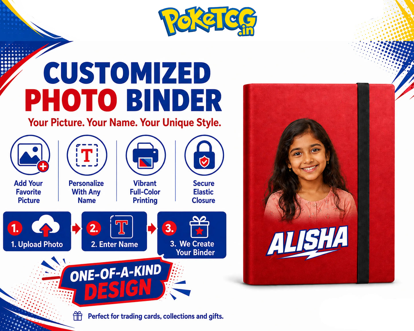 Personalized Photo TCG Binder – Custom Name 9 Pocket Trading Card Album