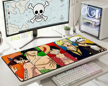 One Piece Luffy Zoro Sanji Ace Law Gaming Mousepad Extended Anime Desk Mat Pirate Legends Design - PokeTCG