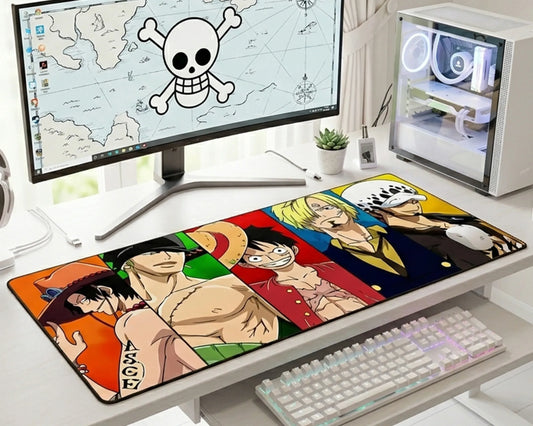 One Piece Luffy Zoro Sanji Ace Law Gaming Mousepad Extended Anime Desk Mat Pirate Legends Design - PokeTCG