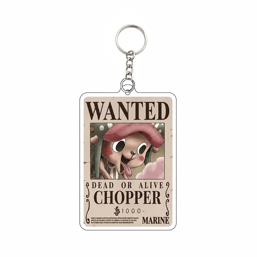 One Piece Wanted Poster Acrylic Keychain – Anime Pirate Bounty Keyring