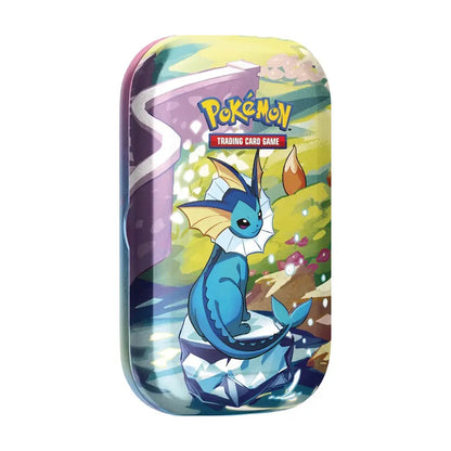 Pokemon TCG: Scarlet & Violet —Prismatic Evolutions Mini Tin - Vaporeon (2 Booster Packs & 1 Coin)
