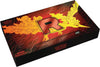 Box with a large letter 'R' and flames on a red and yellow background