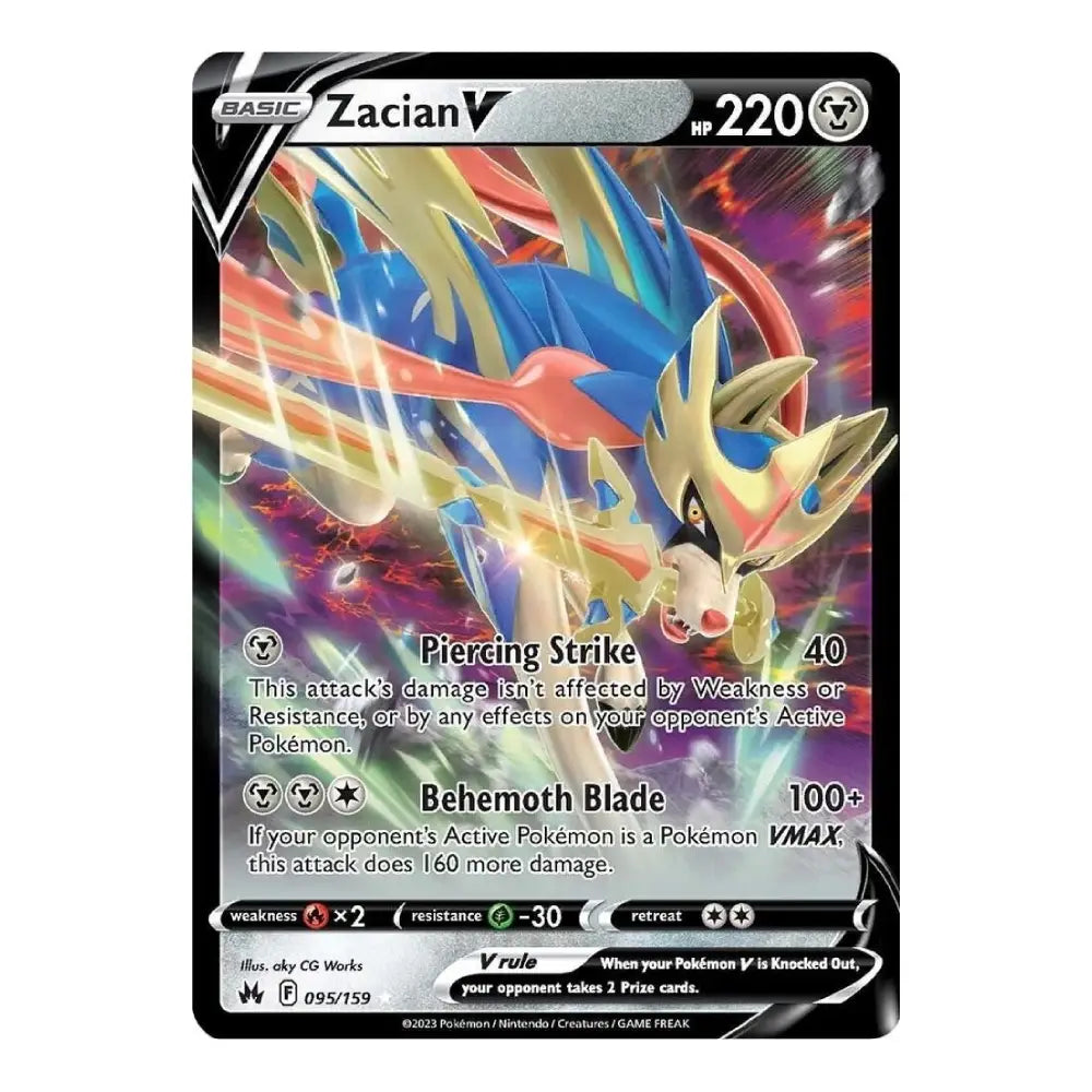 Zacian V Holo Rare V 095/159 Crown Zenith Pokémon Card