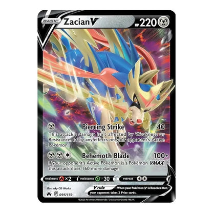 Zacian V Holo Rare V 095/159 Crown Zenith Pokémon Card
