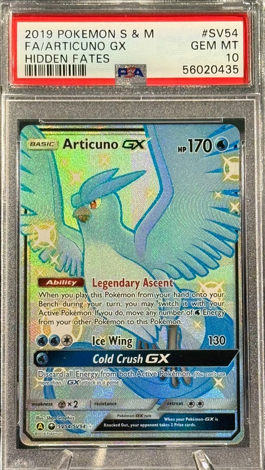 2019 Pokémon Articuno GX Hidden Fates PSA 10 Card #SV54  (English Version)