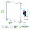 Clear acrylic magnetic display box with dimension labels showing inner height of 27.5 cm, inner length of 40 cm, and inner width of 4.