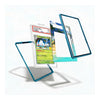 Three transparent acrylic or glass display cards with blue-tinted edges are arranged floating on a white background, with one card holding a Pokémon trading card visible inside. No person, animal, or real environment is present, so this is Product/Packaging rather than Lifestyle.