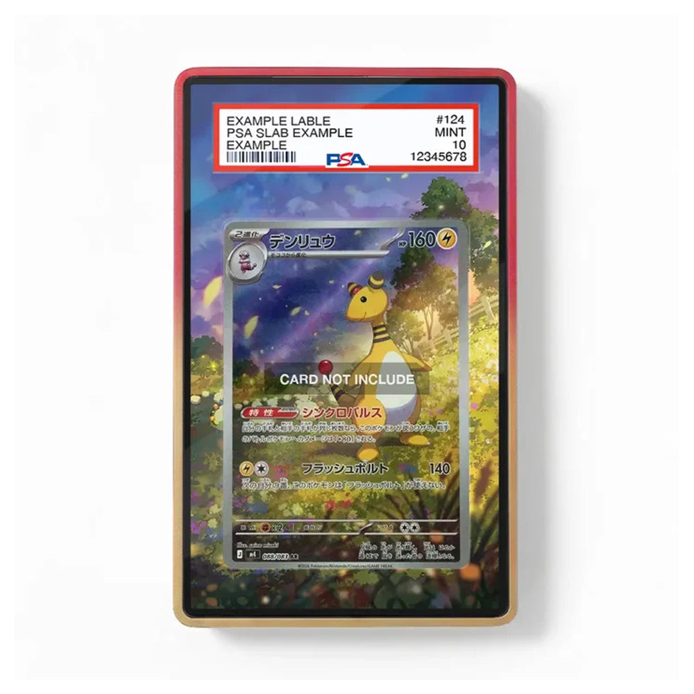 Card in a protective holder with PSA label on a white background