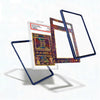 Card with hieroglyphics and protective blue frames on a white background