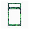A rectangular decorative frame or plate with rounded corners, featuring a green tropical leaf pattern around the border and a large blank white center cutout, shown on a light gray background.