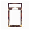 A decorative double-gang light switch plate cover featuring an Iron Man armor design with gold, brown, and red metallic patterns, shown on a plain white background.