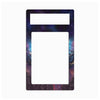 A rectangular decorative plate or frame insert with a colorful galaxy and nebula print, featuring a smaller horizontal slot at the top and a large vertical slot in the center, shown on a plain white background.