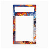 A rectangular wall plate cover with a colorful abstract flame and smoke pattern in blue, orange, red, yellow, and white, featuring two cutouts for mounting.