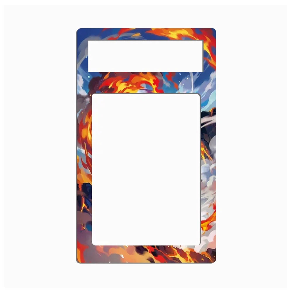 A rectangular wall plate cover with a colorful abstract flame and smoke pattern in blue, orange, red, yellow, and white, featuring two cutouts for mounting.