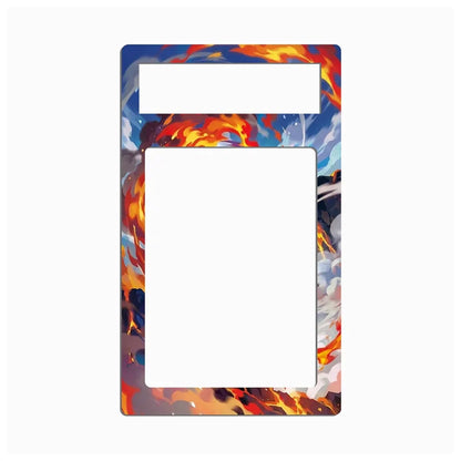 A rectangular wall plate cover with a colorful abstract flame and smoke pattern in blue, orange, red, yellow, and white, featuring two cutouts for mounting.