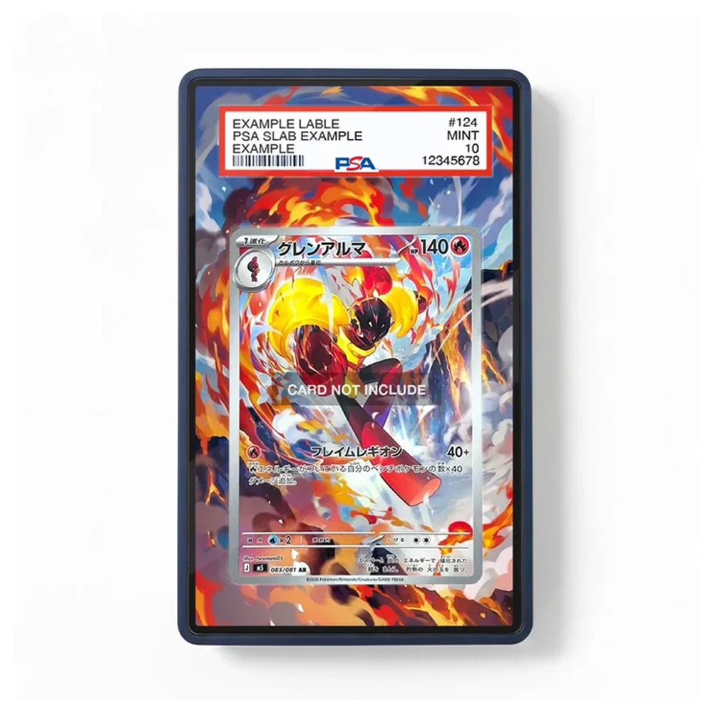 A PSA graded slab containing a Pokémon trading card featuring Grimma, shown against a plain white background. The slab has a dark blue border and a red and white PSA label at the top.