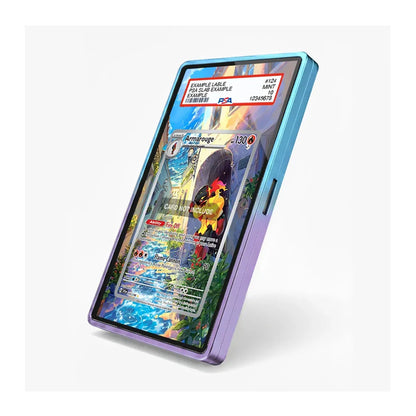 A rectangular phone case with rounded corners featuring a detailed, colorful cartoon illustration of a Japanese street market scene. The design includes characters, lanterns, and storefronts, with a large blank white space in the center for a phone insert.