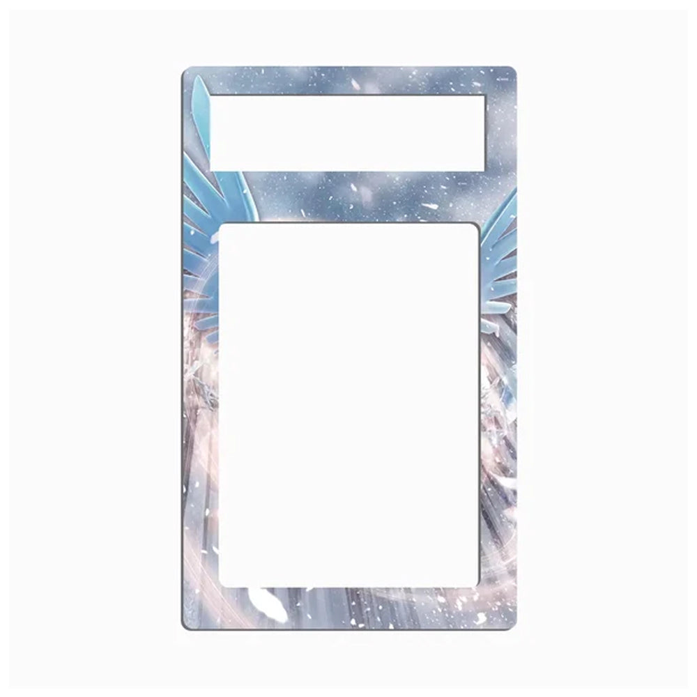 A decorative plastic phone wall mount frame featuring a blue and white winged angel design with a cutout for a SIM card and a larger cutout for a phone, shown on a plain white background.
