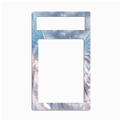 A decorative plastic phone wall mount frame featuring a blue and white winged angel design with a cutout for a SIM card and a larger cutout for a phone, shown on a plain white background.