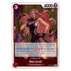 A single trading card featuring anime-style artwork of a woman with long red hair, labeled 'Baccarat' and 'Character' on a dark red border. The card includes game text boxes, a power value of 4000, and a 3 symbol in the top left.
