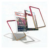 Three transparent phone case frames with colored borders are displayed floating around a graded Pokémon card on a clean white background. The frames have red, gold, and black borders, and one has a multicolor landscape print.