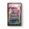 A framed art print featuring a Pokémon card with a holographic overlay and a red border, displayed on a clean white background.