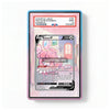 A PSA graded holographic display card featuring a pink Blissey V Pokémon card, presented in a clear acrylic slab with a blue and pink border. The slab is graded PSA 10 Mint by the PSA logo on the top label.