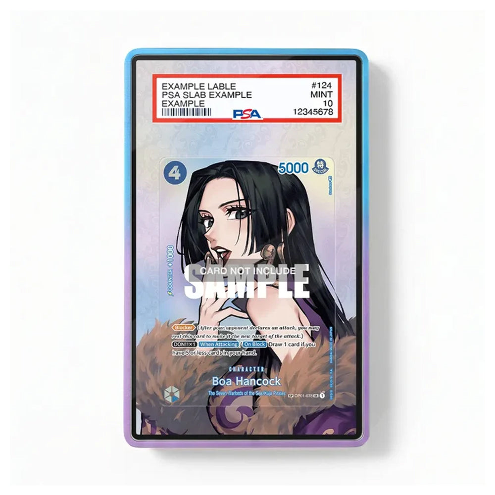 A PSA-certified collectible card featuring an anime-style illustration of Boa Hancock from Coraline, displayed inside a blue and purple protective slab. The slab includes a PSA label at the top.