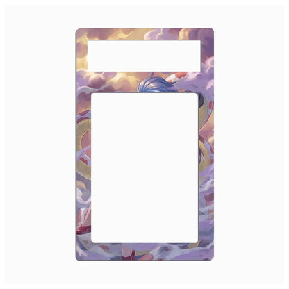 A decorative picture frame with a colorful anime-style cloud border. The frame features a top mounting slot and a large central cutout, showcasing a pastel design with purple, pink, blue, and yellow hues.