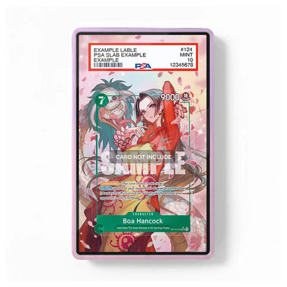 A PSA graded display slab containing an anime trading card, shown against a plain white background. The slab has a light purple border, and the card features colorful anime artwork with a prominent 'PSA SLAB NOT INCLUDE' watermark overlay.
